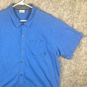 Columbia Men's 2X-Large Blue Solid Short Sleeve Cotton Button Up Pocket Shirt